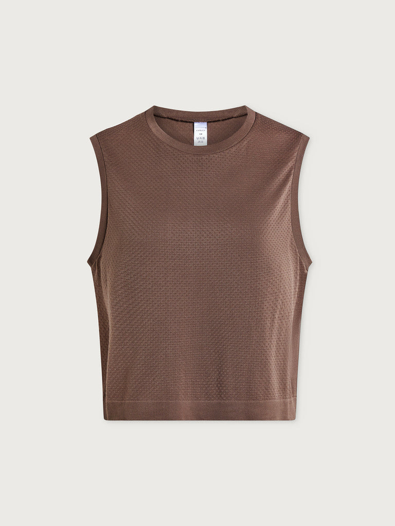 From the brand Varley Women's Page Seamless Crop Tank in Deep Taupe - abigail fashion