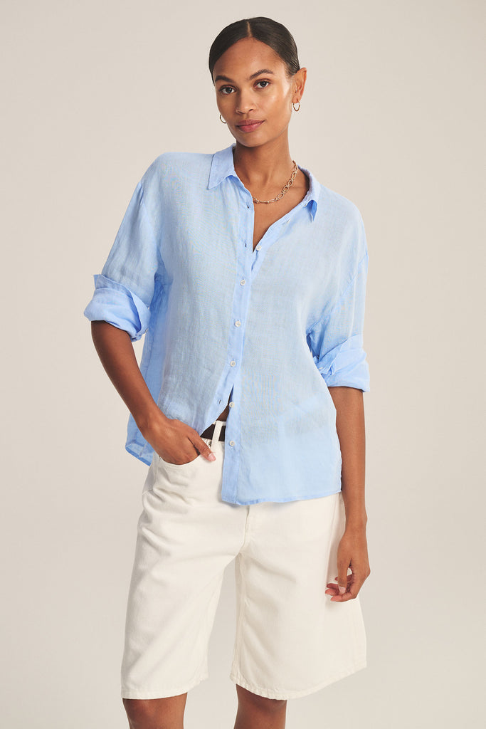 From the brand Velvet Women's Brighton Woven Linen Top in Sailboat - abigail fashion