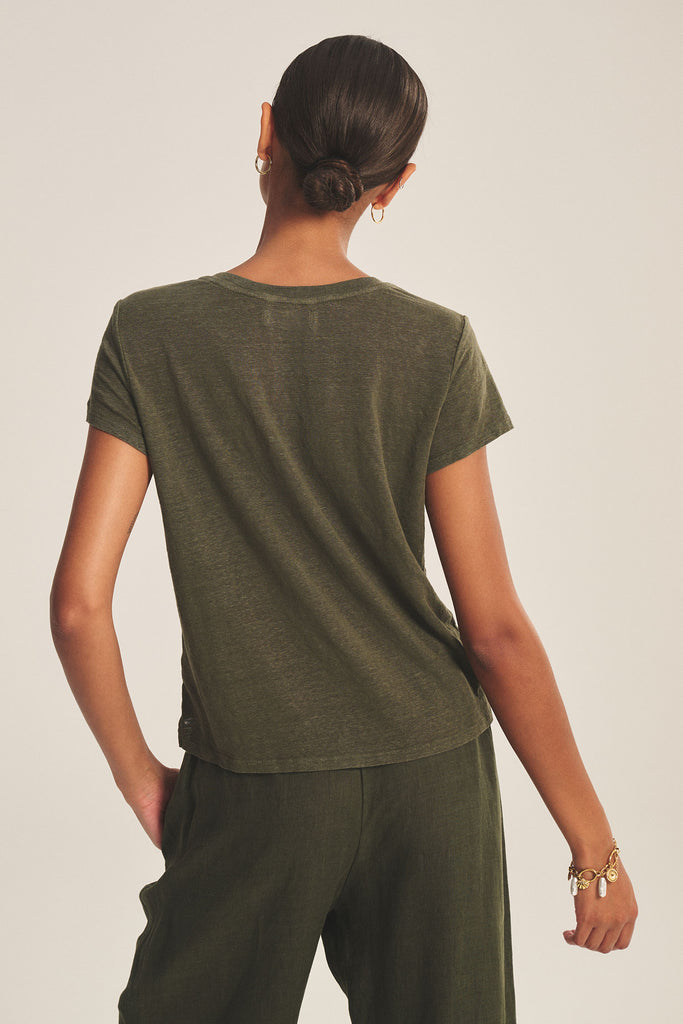 From the brand Velvet Women's Casey Linen Knit Top in Marsh - abigail fashion
