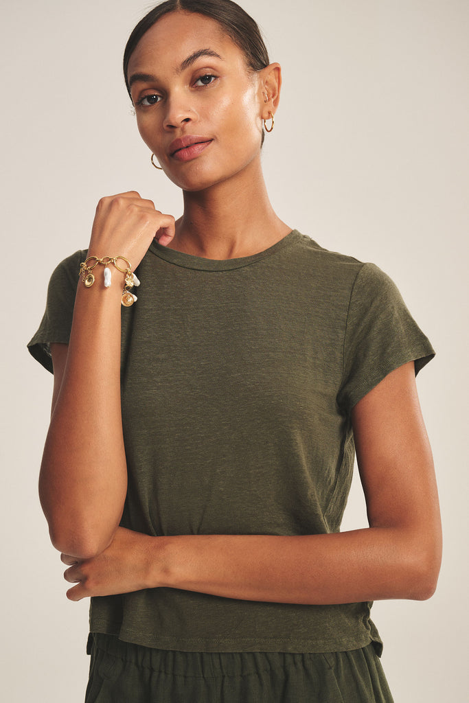 From the brand Velvet Women's Casey Linen Knit Top in Marsh - abigail fashion