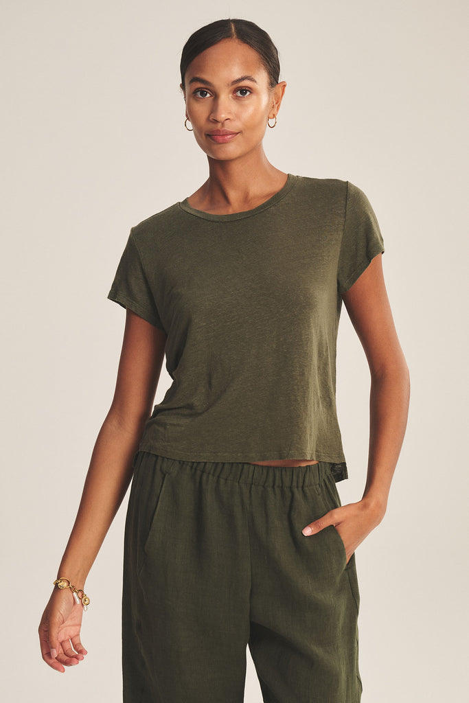 From the brand Velvet Women's Casey Linen Knit Top in Marsh - abigail fashion