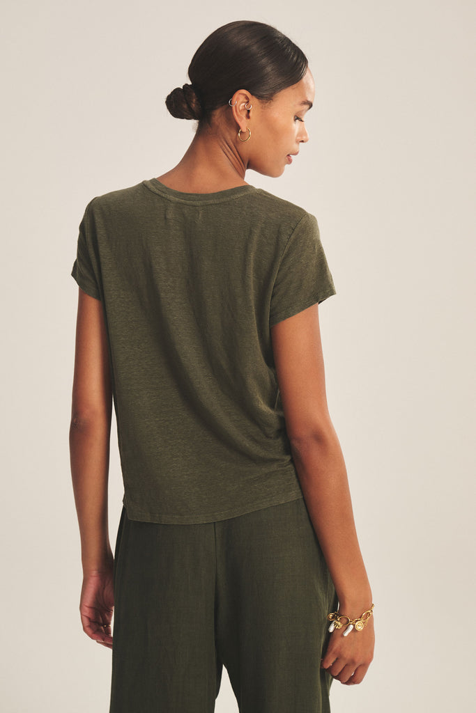 From the brand Velvet Women's Casey Linen Knit Top in Marsh - abigail fashion