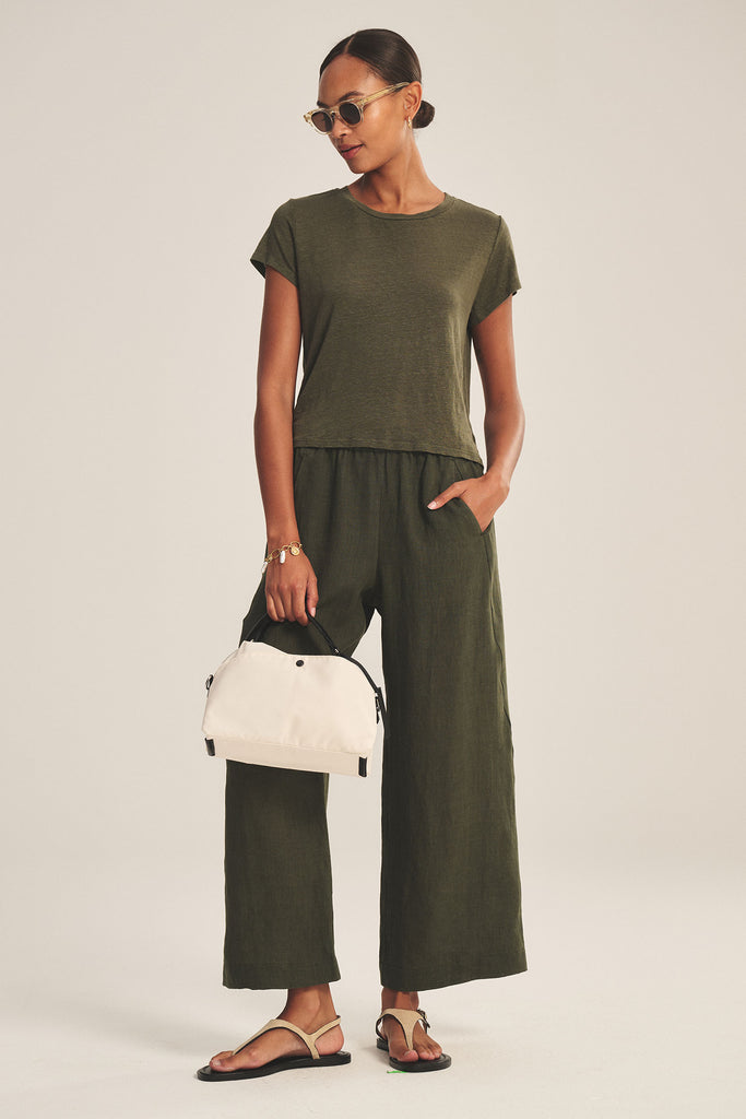 From the brand Velvet Women's Casey Linen Knit Top in Marsh - abigail fashion