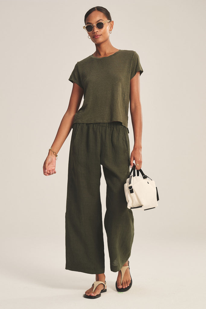 From the brand Velvet Women's Casey Linen Knit Top in Marsh - abigail fashion