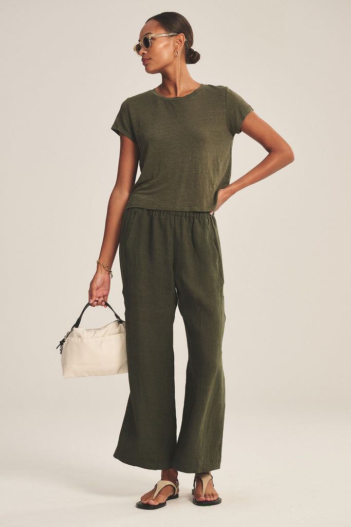 From the brand Velvet Women's Casey Linen Knit Top in Marsh - abigail fashion