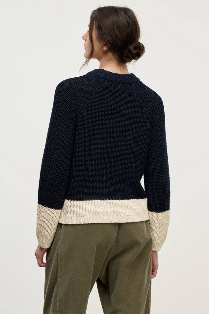 From the brand Velvet Women's Shay Chunky Pima Cotton Sweater in Navy - abigail fashion