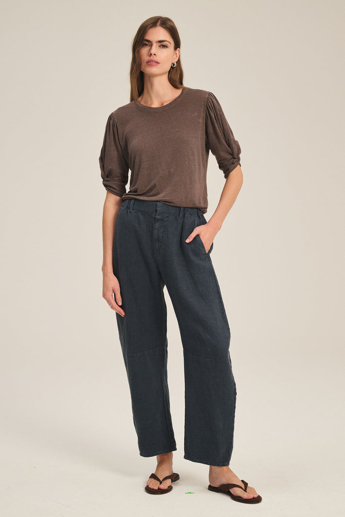 From the brand Velvet Women's Taylor Heavy Linen Pant in Shadow - abigail fashion