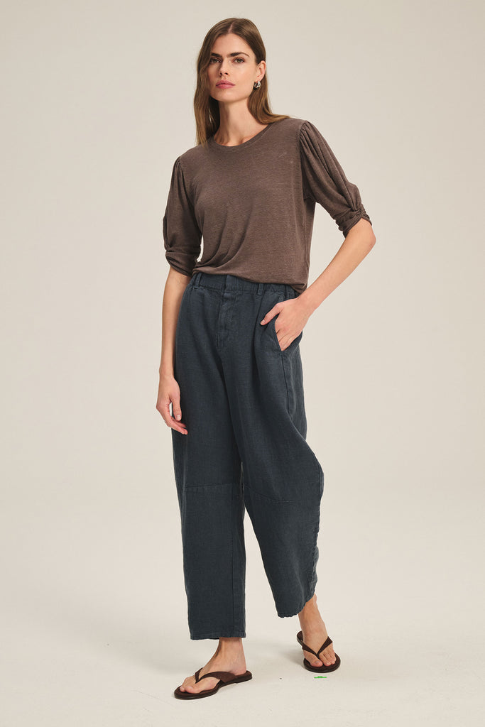 From the brand Velvet Women's Taylor Heavy Linen Pant in Shadow - abigail fashion