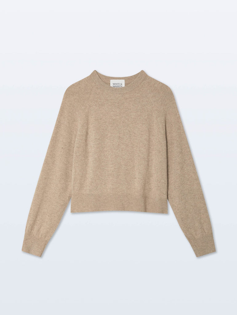 From the brand White & Warren Women's Cashmere Easy Sweatshirt in Taupe Heather - abigail fashion
