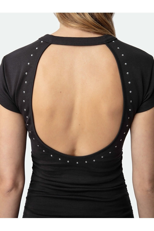 Zadig & Voltaire Aida Hj Studs Dress Carbone abigail fashion