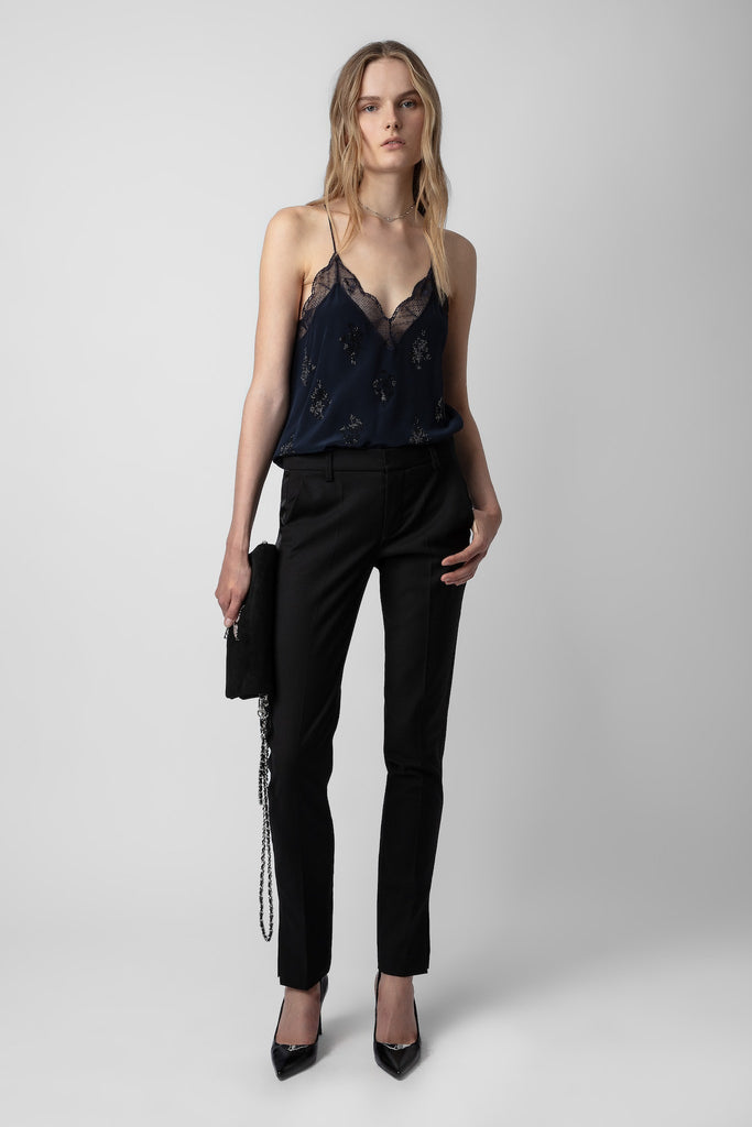 Zadig & Voltaire Christy Diamante Silk Camisole Encre abigail_fashion