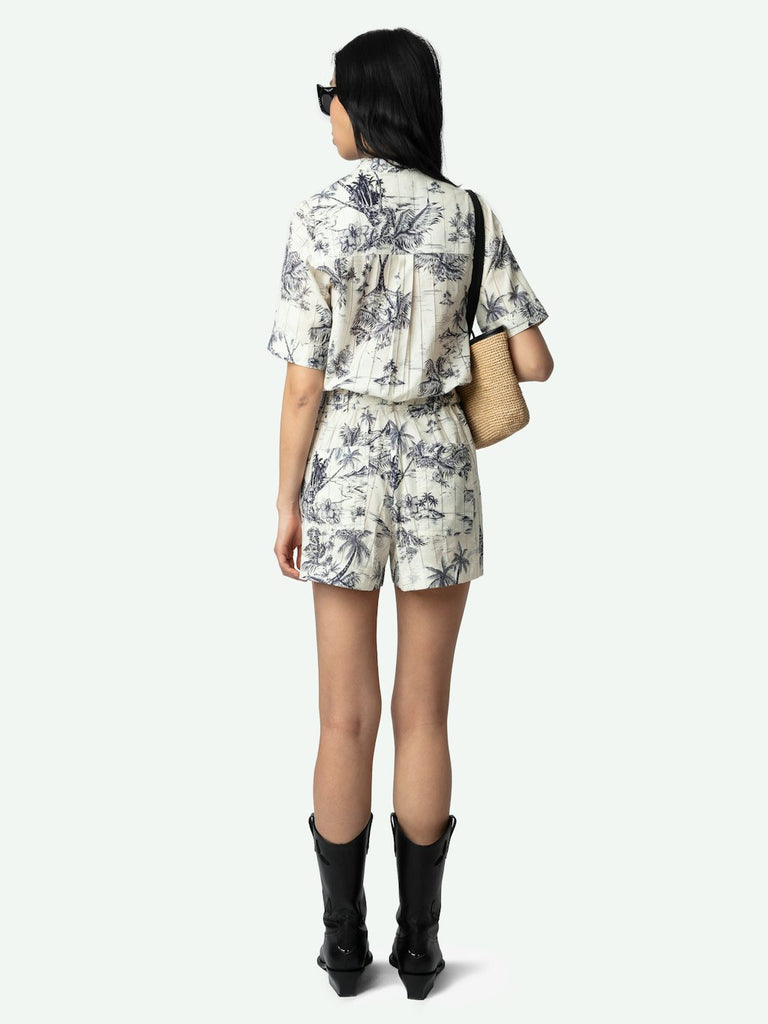 Zadig & Voltaire Cook Tropical Island Cotton Jumpsuit Ecru abigail fashion