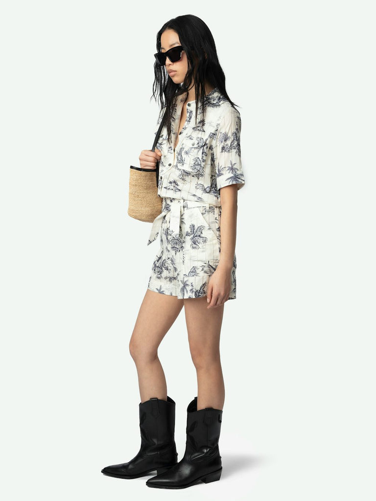 Zadig & Voltaire Cook Tropical Island Cotton Jumpsuit Ecru abigail fashion