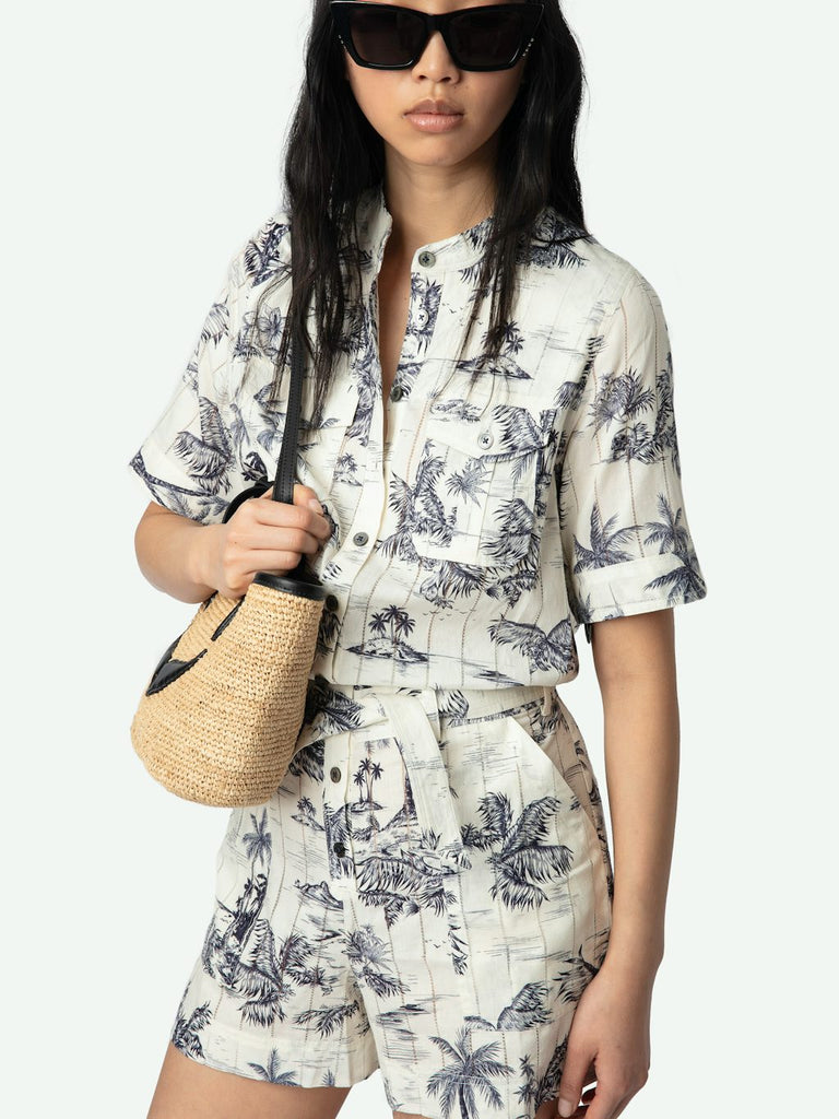 Zadig & Voltaire Cook Tropical Island Cotton Jumpsuit Ecru abigail fashion