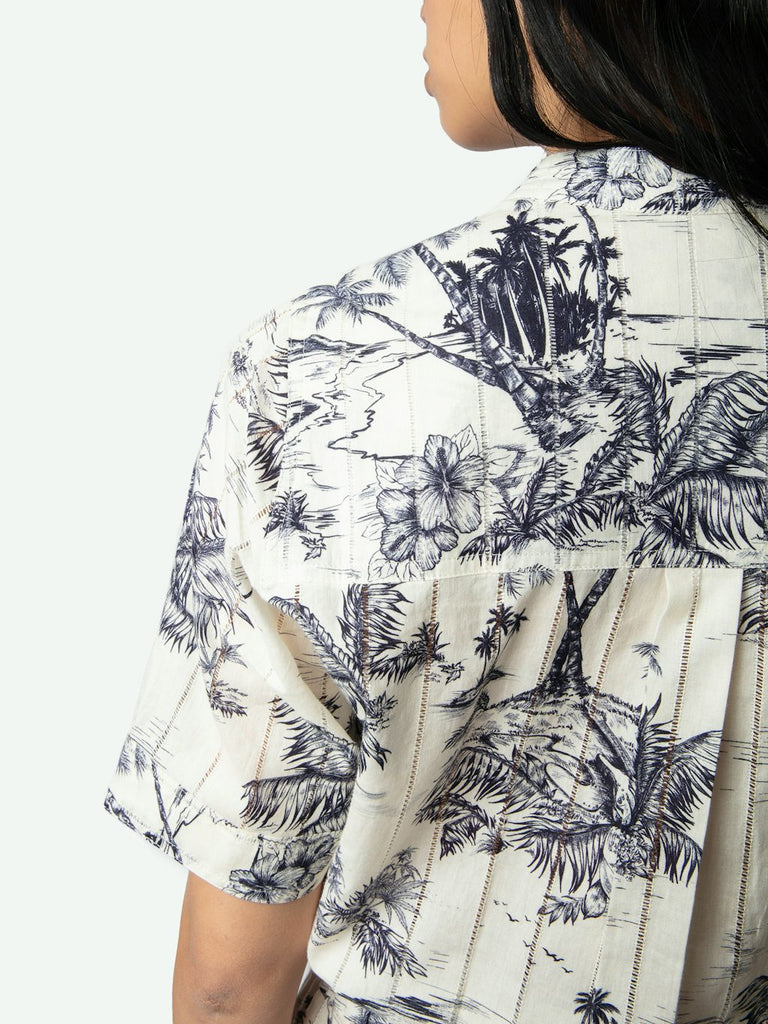 Zadig & Voltaire Cook Tropical Island Cotton Jumpsuit Ecru abigail fashion