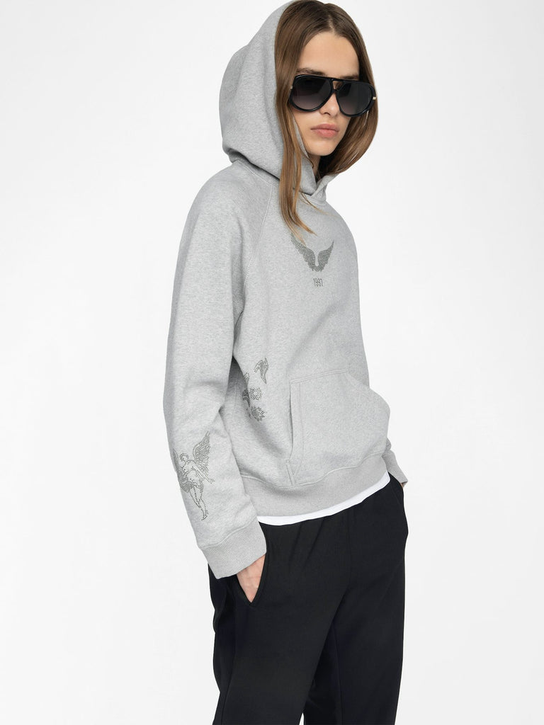 Zadig & Voltaire Women's Georgy Sweatshirt With Mo MultiCusto Strass Gris Chine - abigail fashion