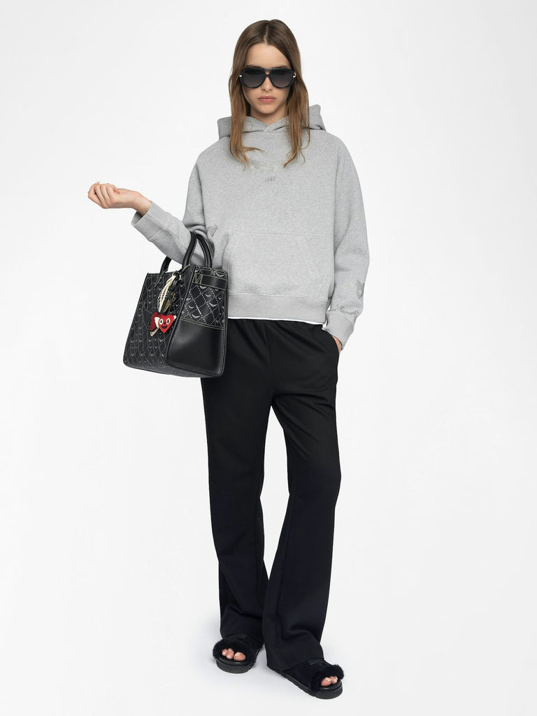 Zadig & Voltaire Women's Georgy Sweatshirt With Mo MultiCusto Strass Gris Chine - abigail fashion