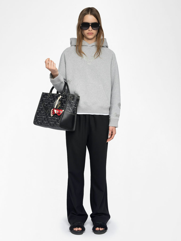 Zadig & Voltaire Women's Georgy Sweatshirt With Mo MultiCusto Strass Gris Chine - abigail fashion