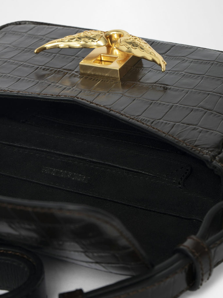 Zadig & Voltaire Women's Le Zazi Embossed Croco Bag Wood - abigail fashion