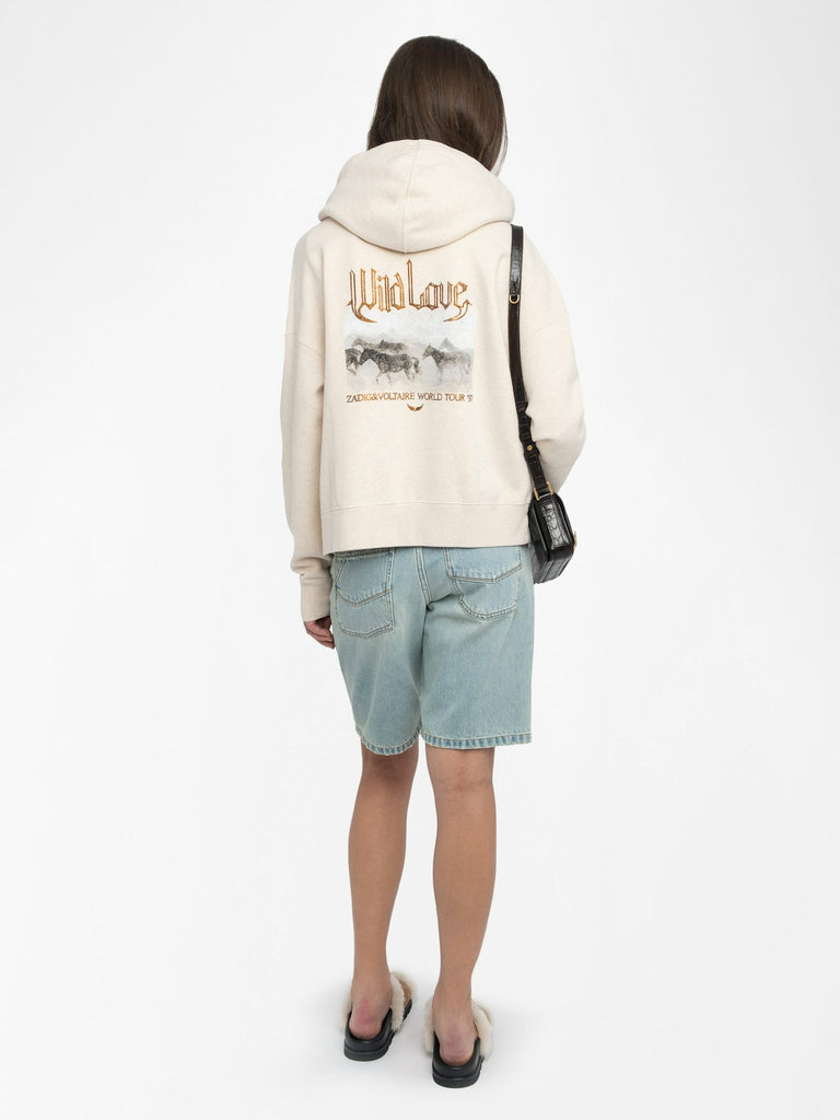 Zadig & Voltaire Women's Mia Zip Sweatshirt With Mo Concert Wild Strass Light Sugar - abigail fashion