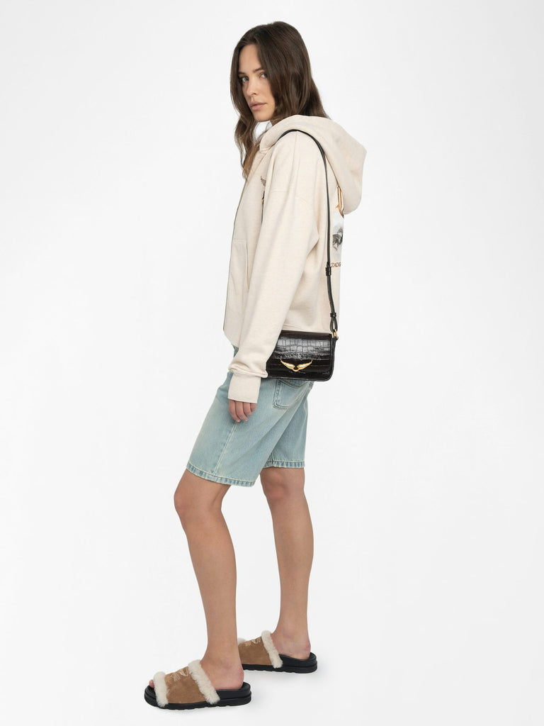 Zadig & Voltaire Women's Mia Zip Sweatshirt With Mo Concert Wild Strass Light Sugar - abigail fashion