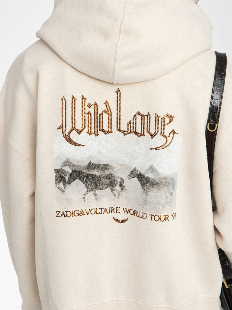 Zadig & Voltaire Women's Mia Zip Sweatshirt With Mo Concert Wild Strass Light Sugar - abigail fashion