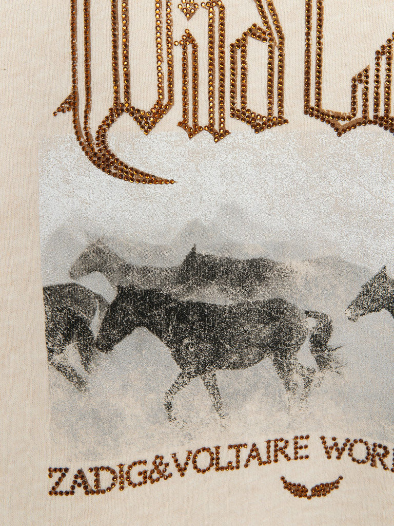 Zadig & Voltaire Women's Mia Zip Sweatshirt With Mo Concert Wild Strass Light Sugar - abigail fashion