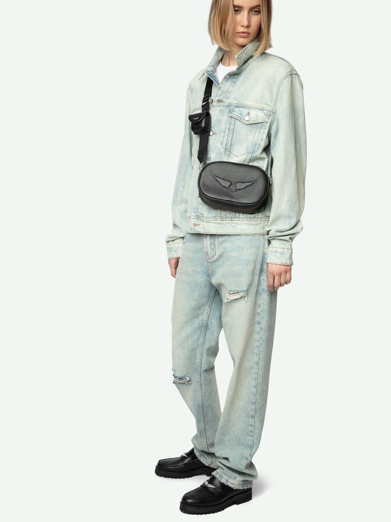 Zadig & Voltaire Rock With You Grained Leather Handbag Black Black abigail fashion