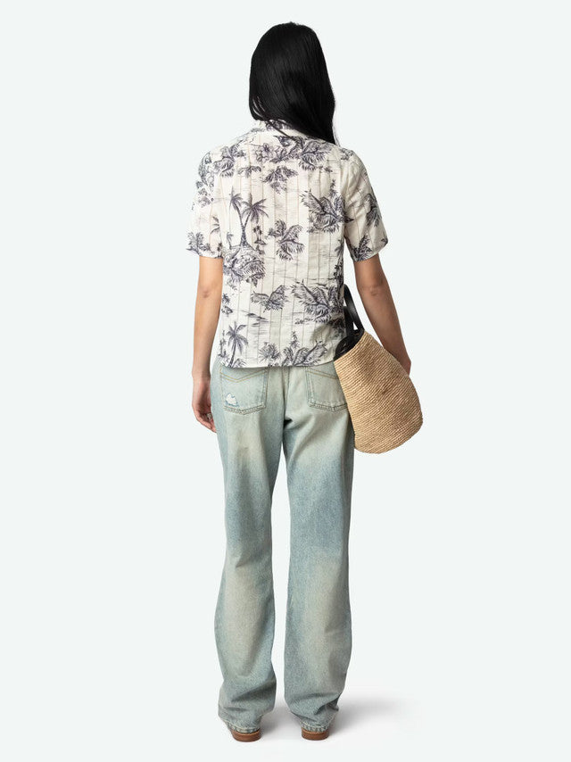 Zadig & Voltaire Topher Tropical Island Cotton Top Ecru abigail fashion