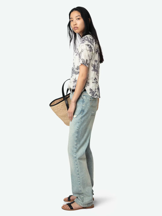 Zadig & Voltaire Topher Tropical Island Cotton Top Ecru abigail fashion