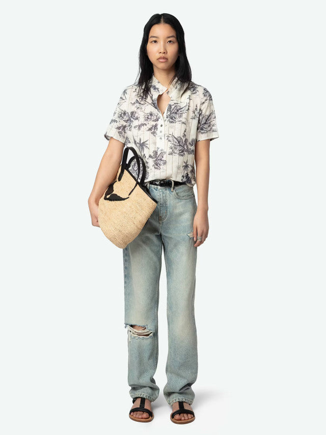 Zadig & Voltaire Topher Tropical Island Cotton Top Ecru abigail fashion