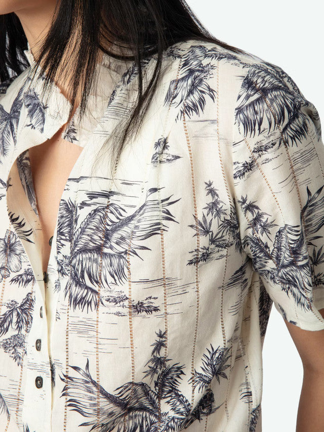 Zadig & Voltaire Topher Tropical Island Cotton Top Ecru abigail fashion