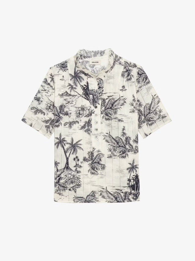 Zadig & Voltaire Topher Tropical Island Cotton Top Ecru abigail fashion