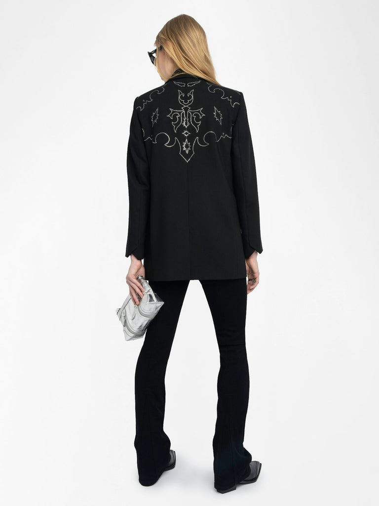 Zadig & Voltaire Women's Viva Blazer With Strass Western Black - abigail fashion