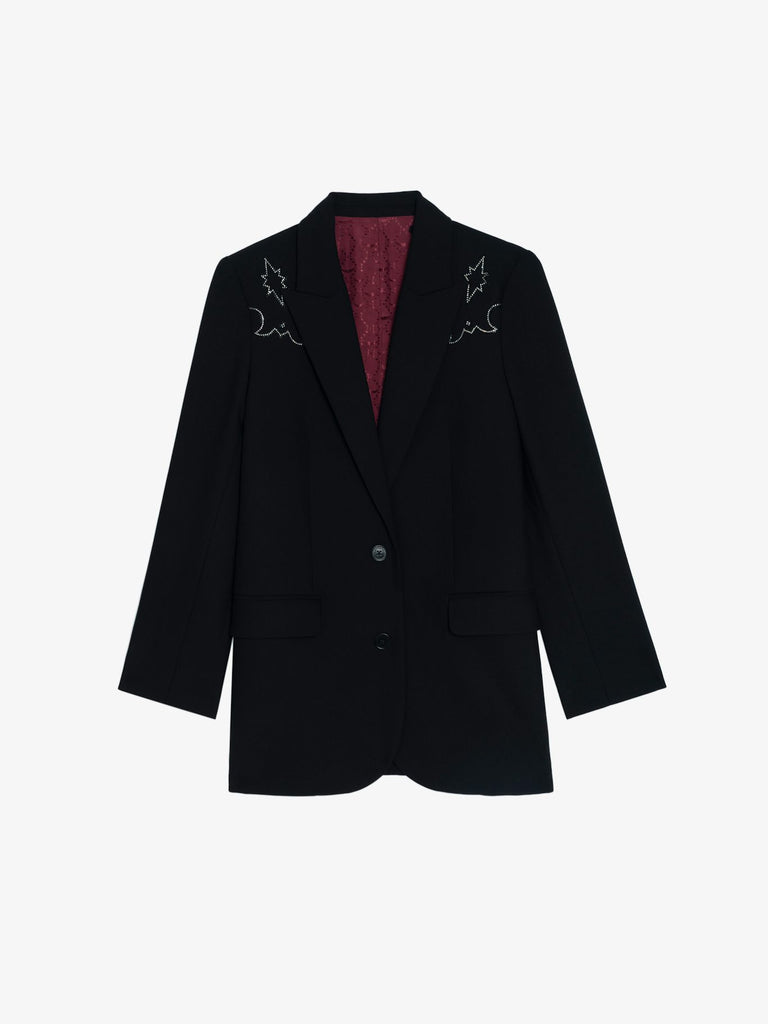 Zadig & Voltaire Women's Viva Blazer With Strass Western Black - abigail fashion
