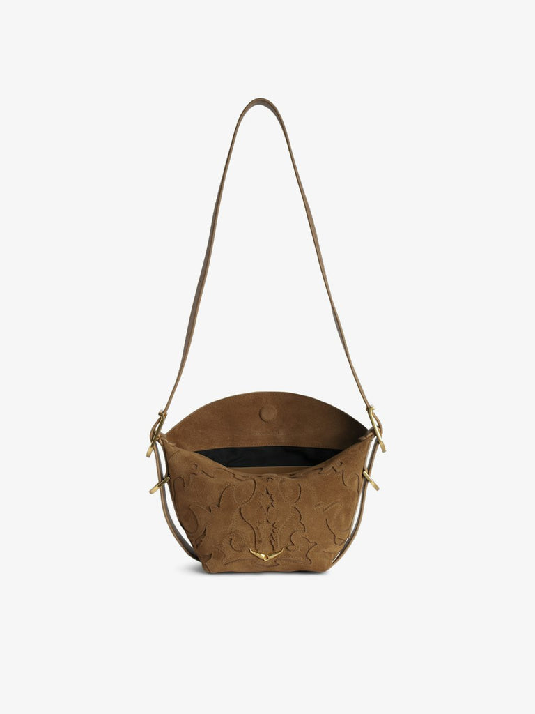 From the brand Zadig & Voltaire Women's Baby Jane Suede Bag in Cognac - abigail fashion