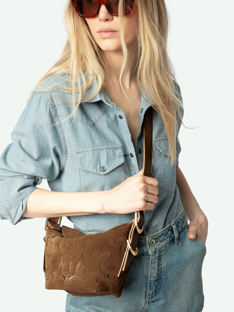 From the brand Zadig & Voltaire Women's Baby Jane Suede Bag in Cognac - abigail fashion