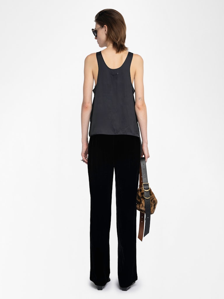 From the brand Zadig & Voltaire Women's Poma Velvet Pants in Black - abigail fashion