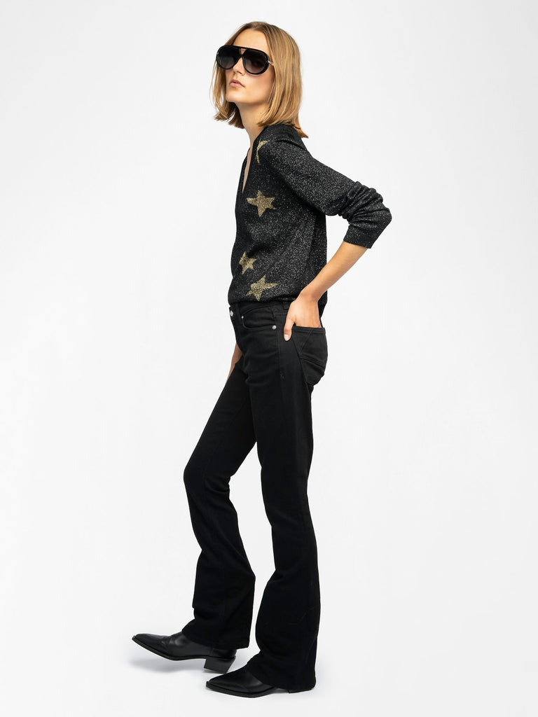 From the brand Zadig & Voltaire Women's Rivy We Stars Jumper in Black - abigail fashion