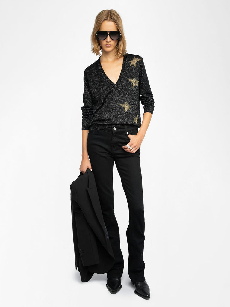 From the brand Zadig & Voltaire Women's Rivy We Stars Jumper in Black - abigail fashion