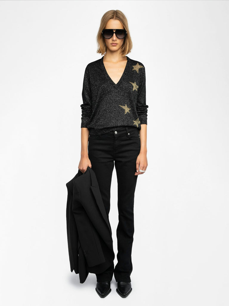From the brand Zadig & Voltaire Women's Rivy We Stars Jumper in Black - abigail fashion