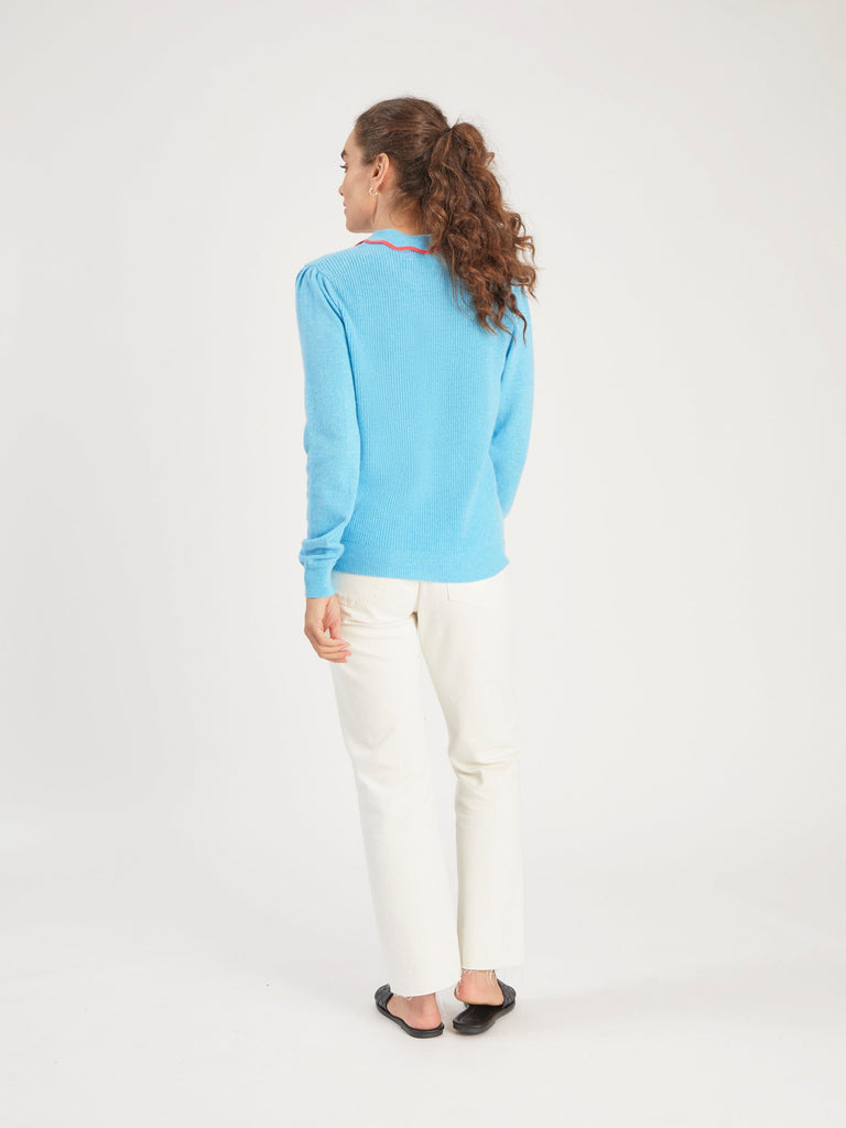 Cocoa Cashmere Finley Sweater Pool Blue Bach&Co