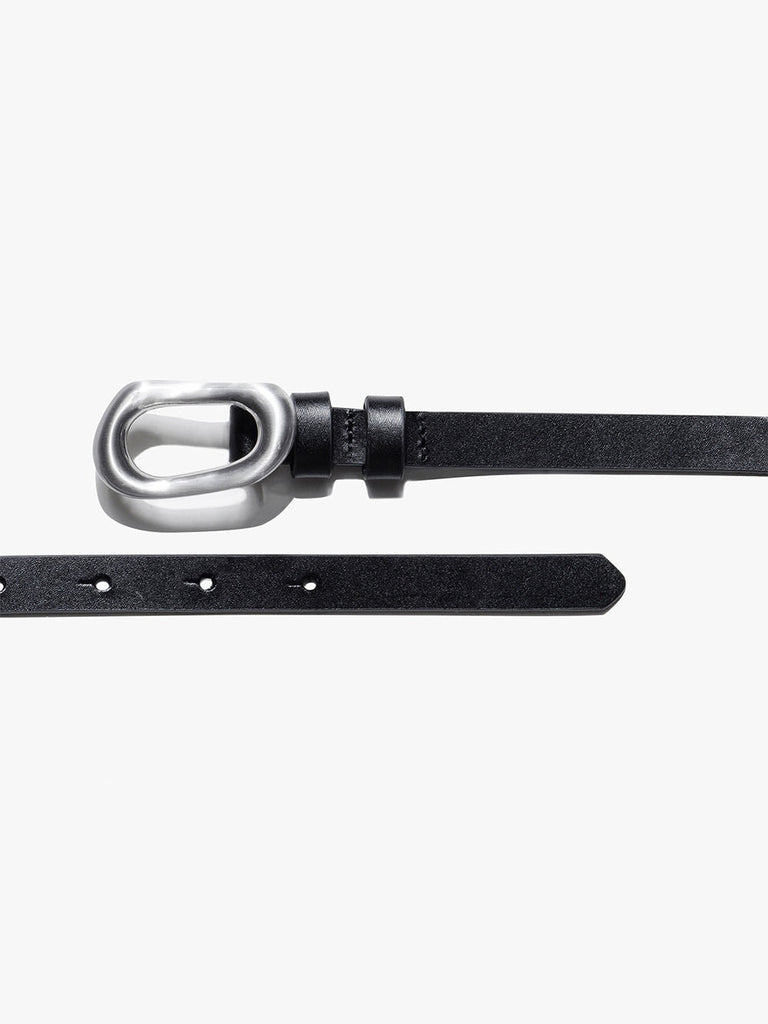 Frame Petit Organic Shape Belt Noir With Silver Hardware Bach&Co