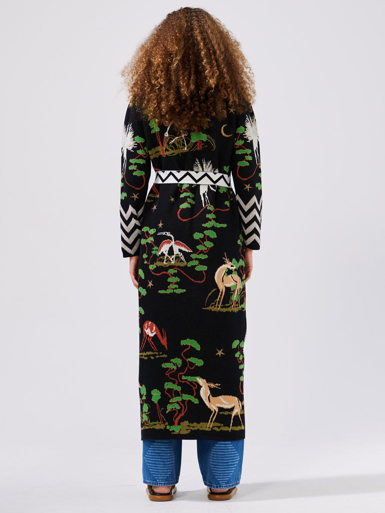 Hayley Menzies Cotton Jacquard Duster With Belt Memories Of Utopia Black Bach&Co