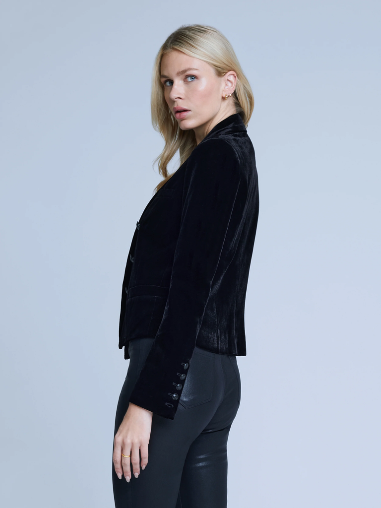 L'agence Brooke Double Breasted Crop Blazer Black Bach&Co