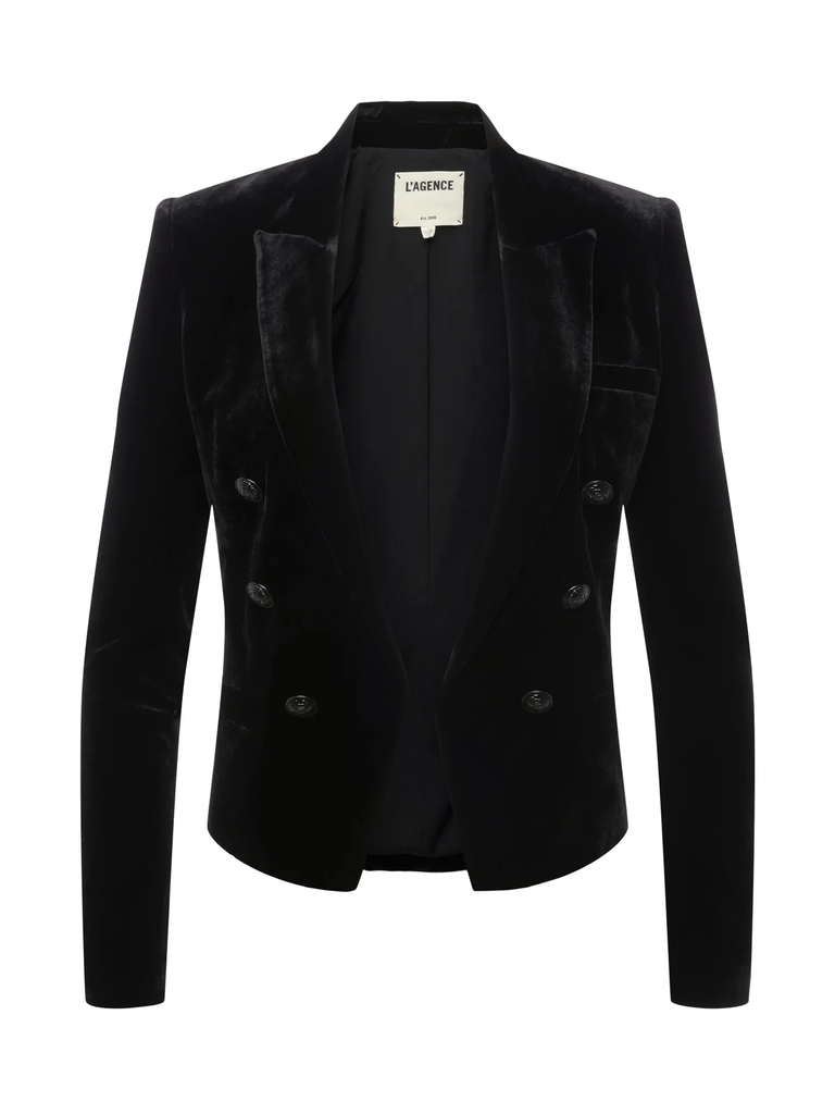 L'agence Brooke Double Breasted Crop Blazer Black Bach&Co