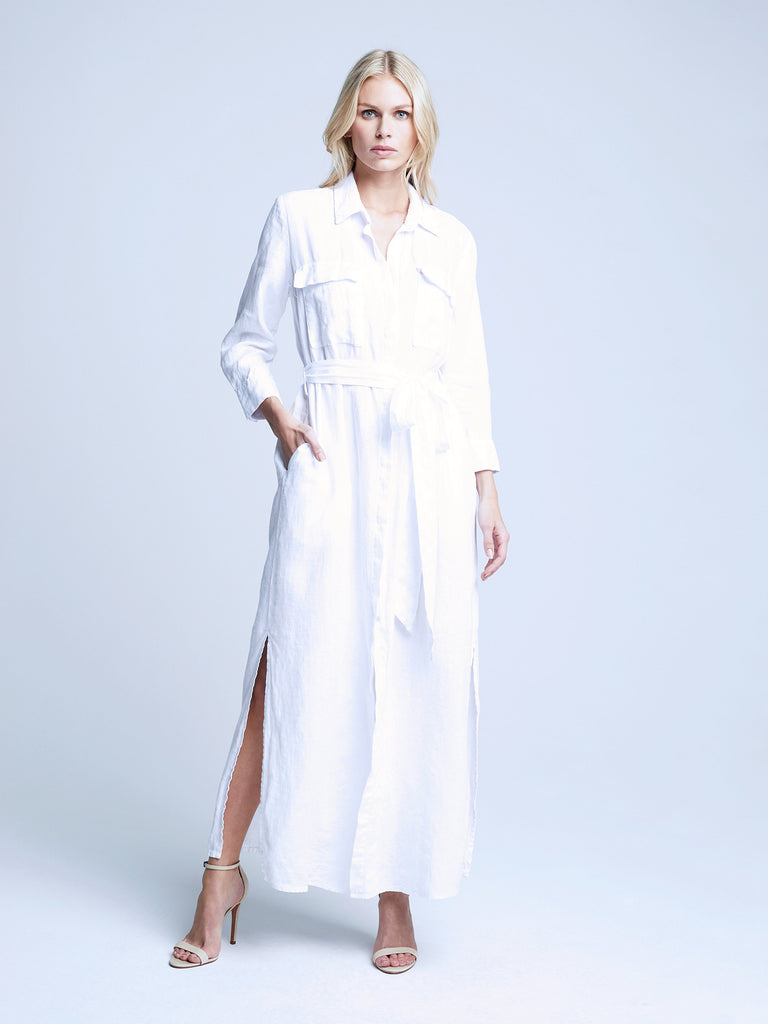 L'agence Cameron Lo1ng Shirt Dress Blanc Bach&Co 0