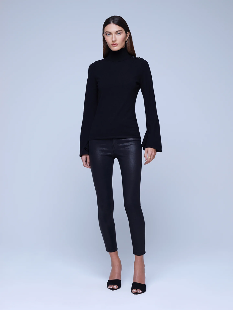L'agence Kris Bell Sleeve Turtleneck Sweater Black Bach&Co
