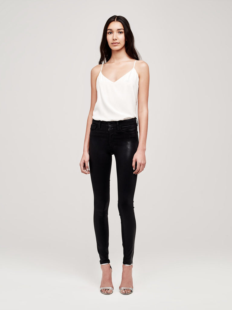 L'agence Marguerite High Rise Skinny Coated Jean Black Coated Bach&Co