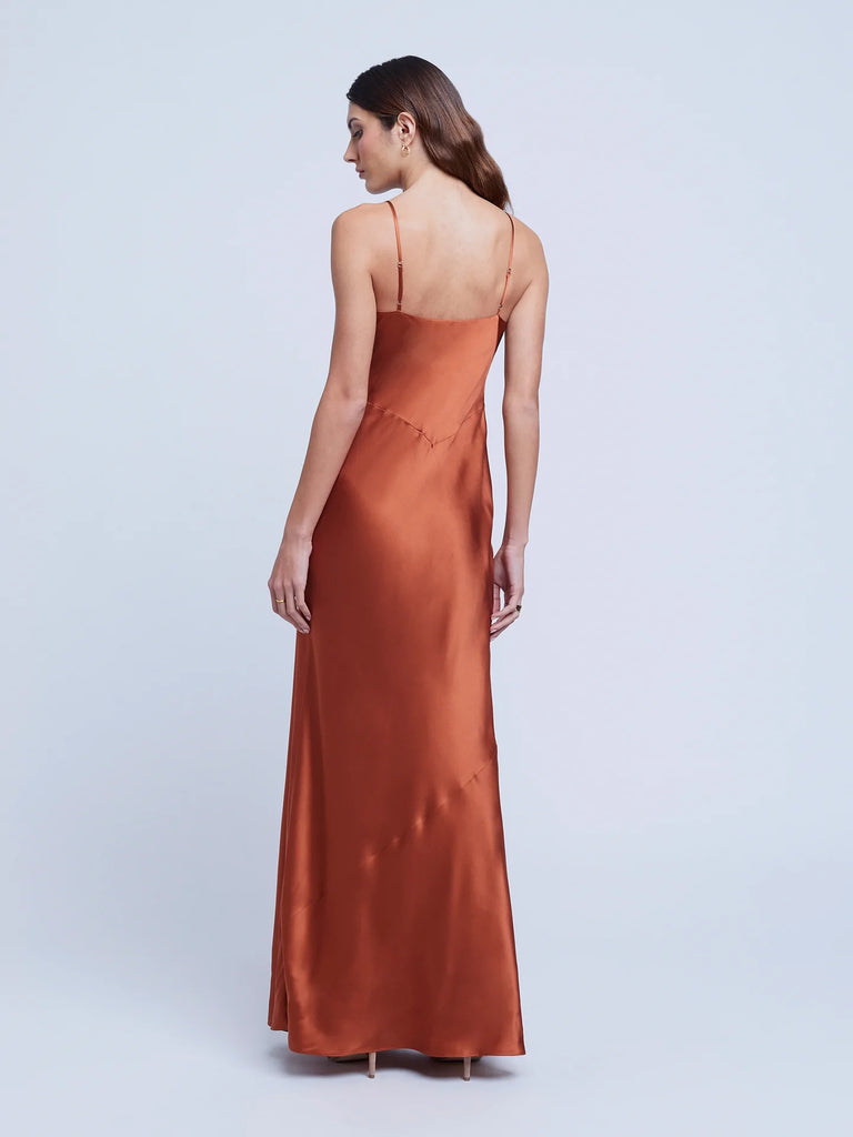 L'agence Serita Maxi V Neck Bias Dress Auburn Bach&Co